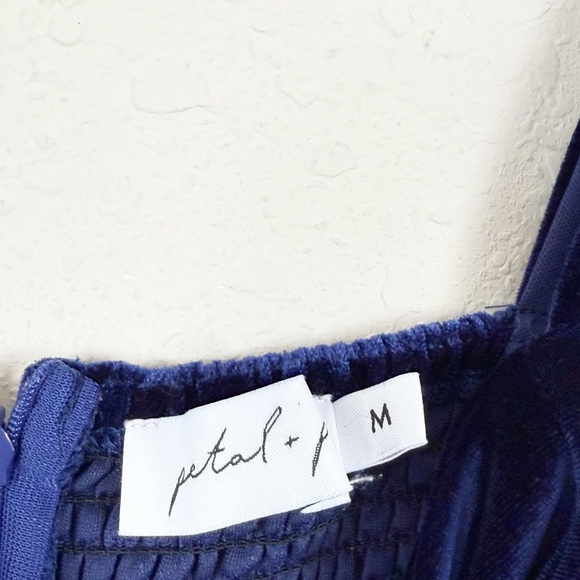 Petal & Pup Blue Velvet Jumpsuit Size Medium - Picture 4 of 7